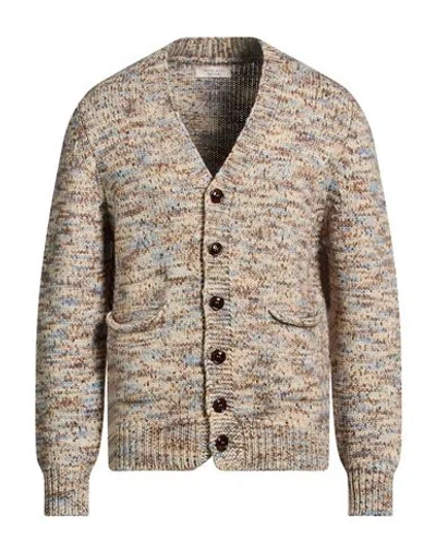Wool & Co Man Cardigan Beige Size L Merino Wool In Multi