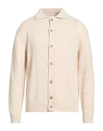 Wool & Co Man Cardigan Beige Size L Wool In Neutral