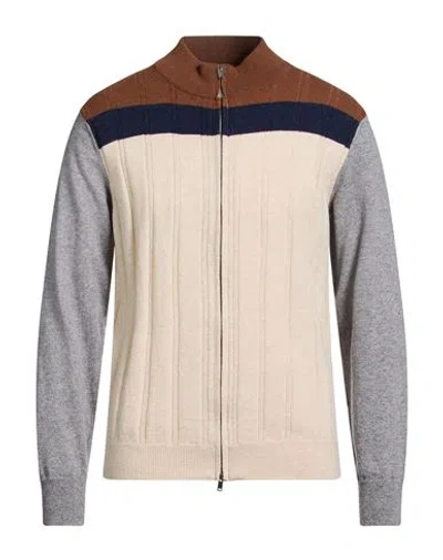 Wool & Co Man Cardigan Beige Size L Wool In Neutral
