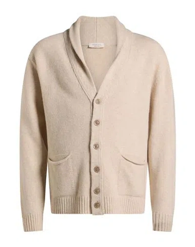 Wool & Co Man Cardigan Beige Size L Wool, Polyamide In Neutral