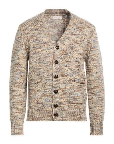 Wool & Co Man Cardigan Beige Size Xxl Merino Wool In Brown