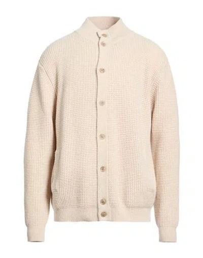 Wool & Co Man Cardigan Beige Size Xxl Wool, Polyamide In Multi
