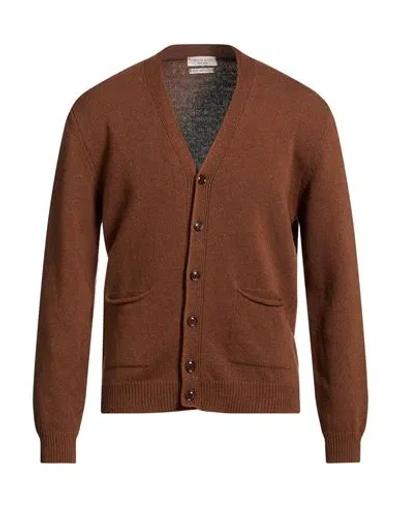 Wool & Co Man Cardigan Brown Size Xl Wool