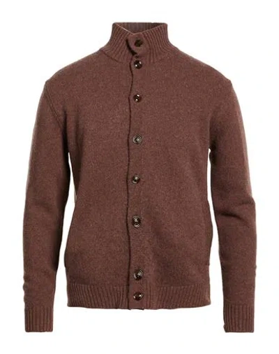 Wool & Co Man Cardigan Brown Size Xxl Wool, Polyamide
