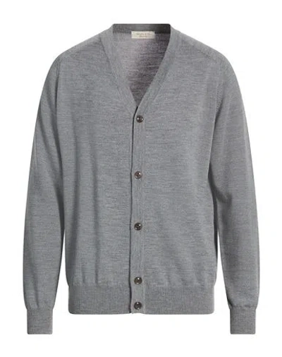 Wool & Co Man Cardigan Grey Size Xxl Merino Wool In Gray