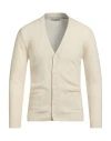 Wool & Co Man Cardigan Ivory Size L Merino Wool In Neutral