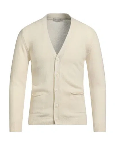 Wool & Co Man Cardigan Ivory Size L Merino Wool In Neutral