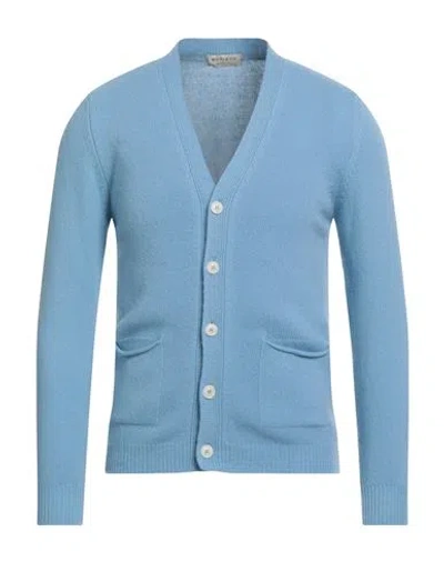 Wool & Co Man Cardigan Light Blue Size M Merino Wool