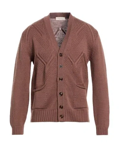 Wool & Co Man Cardigan Light Brown Size L Merino Wool