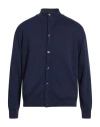 Wool & Co Man Cardigan Navy Size L Cotton In Blue