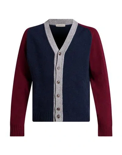 Wool & Co Man Cardigan Navy Size L Wool In Blue