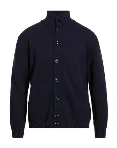 Wool & Co Man Cardigan Navy Size Xxl Wool, Polyamide In Multi