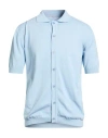 Wool & Co Man Cardigan Sky Blue Size Xl Cotton In Blue