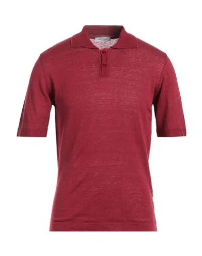 Wool & Co Man Polo Shirt Brick Size L Linen, Cotton In Purple