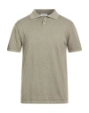 Wool & Co Man Polo Shirt Grey Size L Cotton In Green
