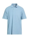 Wool & Co Man Polo Shirt Light Blue Size L Cotton