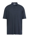 Wool & Co Man Polo Shirt Midnight Blue Size 3xl Linen, Elastane In Blue