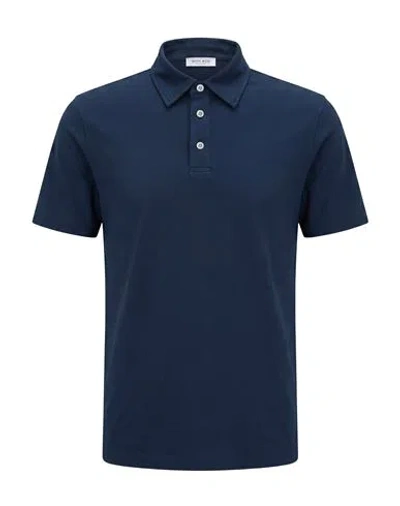 Wool & Co Man Polo Shirt Navy Size L Cotton In Blue