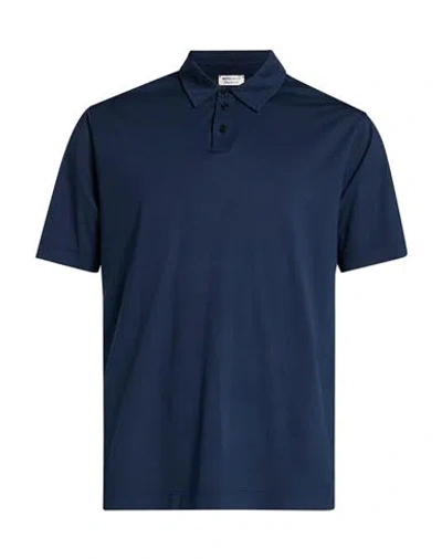 Wool & Co Man Polo Shirt Navy Size Xl Mako Cotton In Blue
