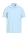 Wool & Co Man Polo Shirt Sky Blue Size L Cotton, Elastane In Blue