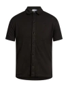 Wool & Co Man Shirt Black Size Xl Linen, Elastane In Black