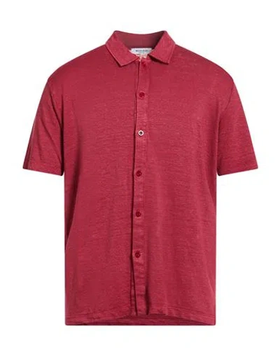 Wool & Co Man Shirt Brick Size Xxl Linen, Elastane In Red