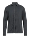 Wool & Co Man Shirt Charcoal Size L Linen, Elastane In Gray