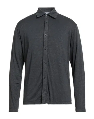 Wool & Co Man Shirt Charcoal Size L Linen, Elastane In Gray