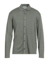Wool & Co Man Shirt Military Green Size Xl Linen, Elastane In Green