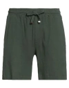 Wool & Co Man Shorts & Bermuda Shorts Dark Green Size Xl Cotton