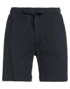 Wool & Co Man Shorts & Bermuda Shorts Midnight Blue Size Xl Cotton In Black