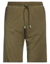 Wool & Co Man Shorts & Bermuda Shorts Military Green Size Xl Cotton, Elastane