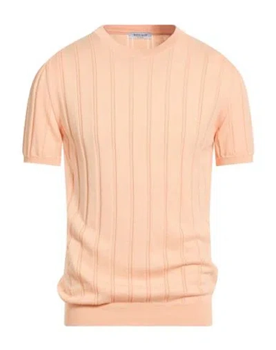 Wool & Co Man Sweater Apricot Size Xl Cotton In Orange