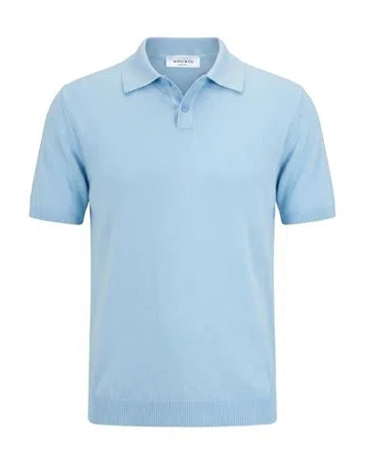 Wool & Co Man Sweater Azure Size L Cotton In Blue