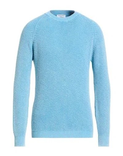 Wool & Co Man Sweater Azure Size Xl Cotton In Blue