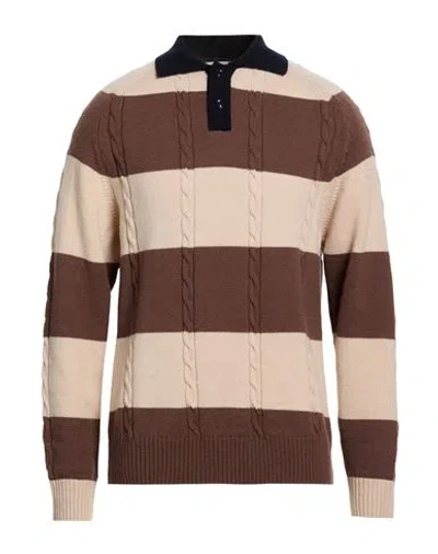 Wool & Co Man Sweater Beige Size L Merino Wool In Brown