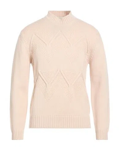 Wool & Co Man Sweater Beige Size L Merino Wool In Pink