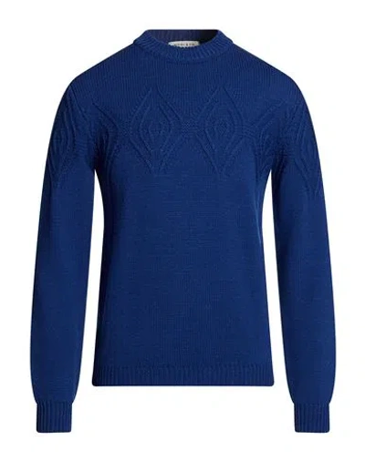 Wool & Co Man Sweater Bright Blue Size L Merino Wool