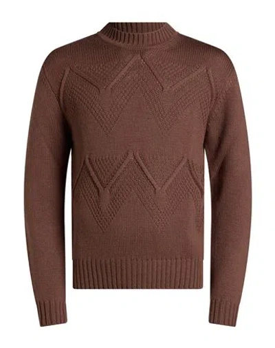 Wool & Co Man Sweater Brown Size L Merino Wool