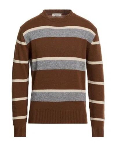 Wool & Co Man Sweater Camel Size L Wool In Multi