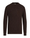 Wool & Co Man Sweater Chocolate Brown Size L Wool, Polyamide In Brown