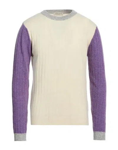 Wool & Co Man Sweater Cream Size L Virgin Wool, Cashmere In Multi
