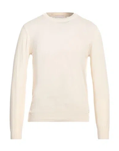 Wool & Co Man Sweater Cream Size M Cotton In White