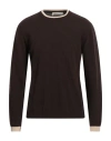 Wool & Co Man Sweater Dark Brown Size L Virgin Wool In Brown