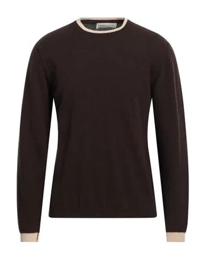 Wool & Co Man Sweater Dark Brown Size L Virgin Wool