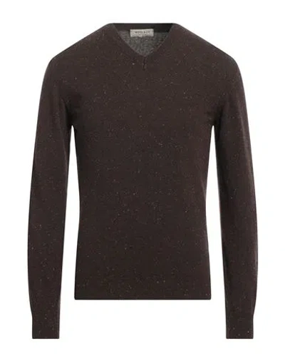 Wool & Co Man Sweater Dark Brown Size Xxl Virgin Wool