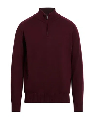 Wool & Co Man Sweater Garnet Size L Merino Wool In Animal Print