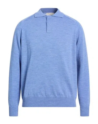 Wool & Co Man Sweater Light Blue Size Xxl Merino Wool In Animal Print