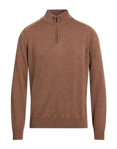Wool & Co Man Sweater Light Brown Size L Merino Wool In Multi