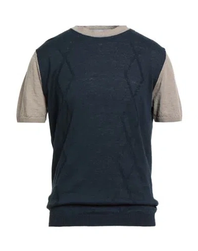 Wool & Co Man Sweater Midnight Blue Size Xl Linen, Cotton